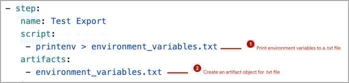Exporting all environment variables to an artifact object