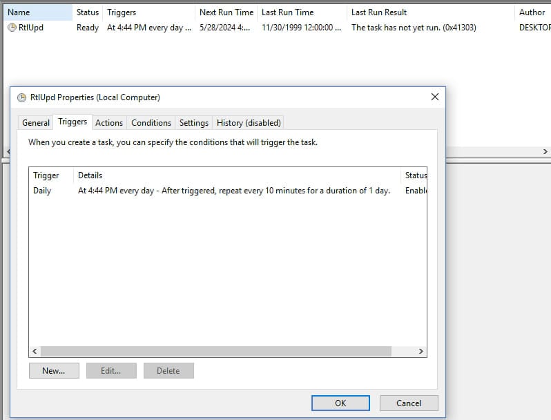 Warmcookie's scheduled task