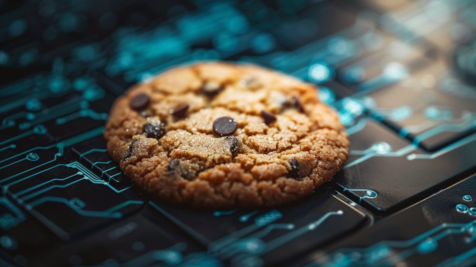 Cookie on a cybery background