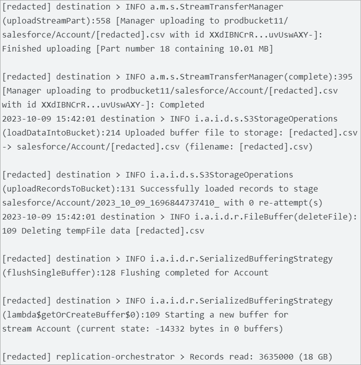 Log capturing data exfiltration