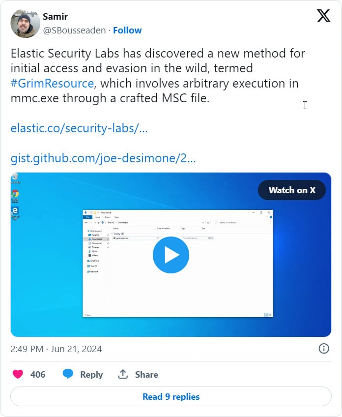 Demonstration of the GrimResource attack