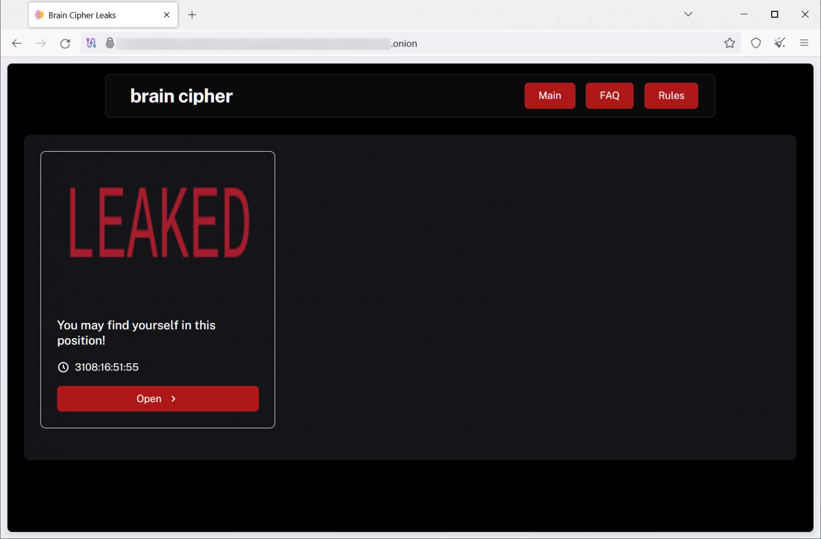 Brain Cipher data leak site