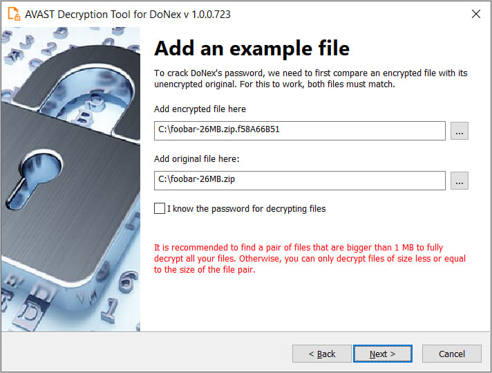 Large files used for the example pair