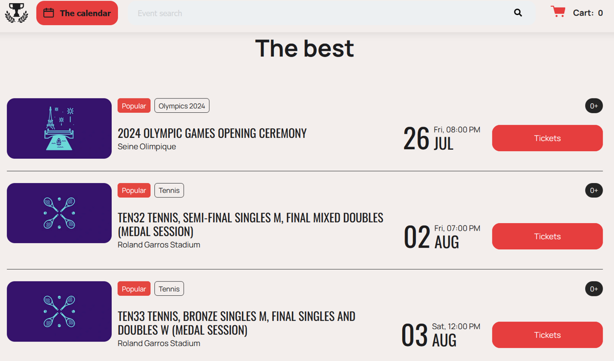 Ticket Heist page for fake Olympic Games tickets