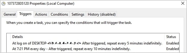 Scheduled tasks added by ViperSoftX