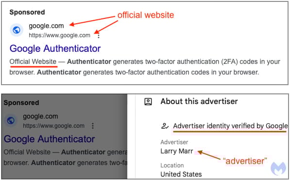 Verified advertiser account