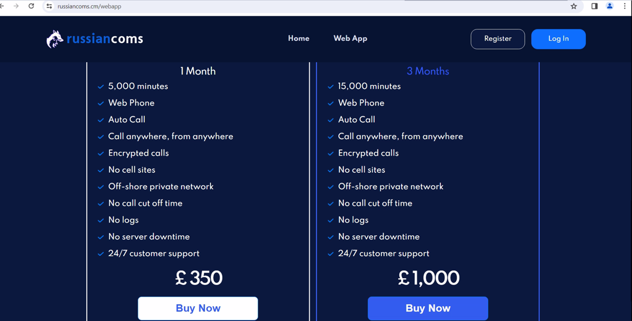 Russian Comms web app