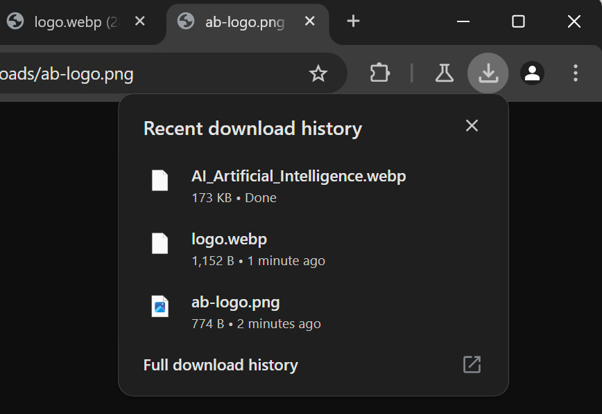 Google Chrome download bubble