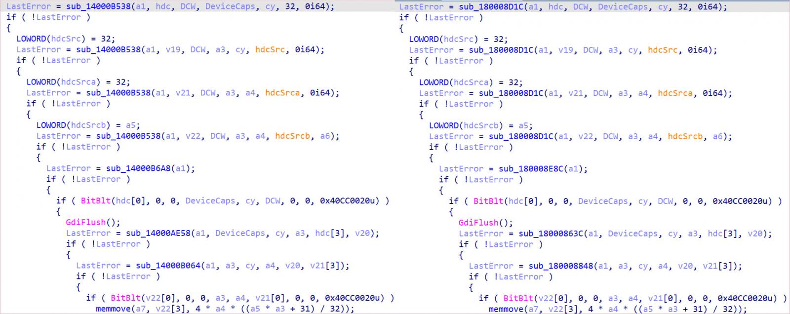 Code similarities between DRBControl (left) and PlugY (right)