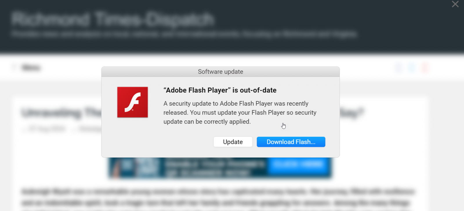 Fake "Adobe Flash Player" ad