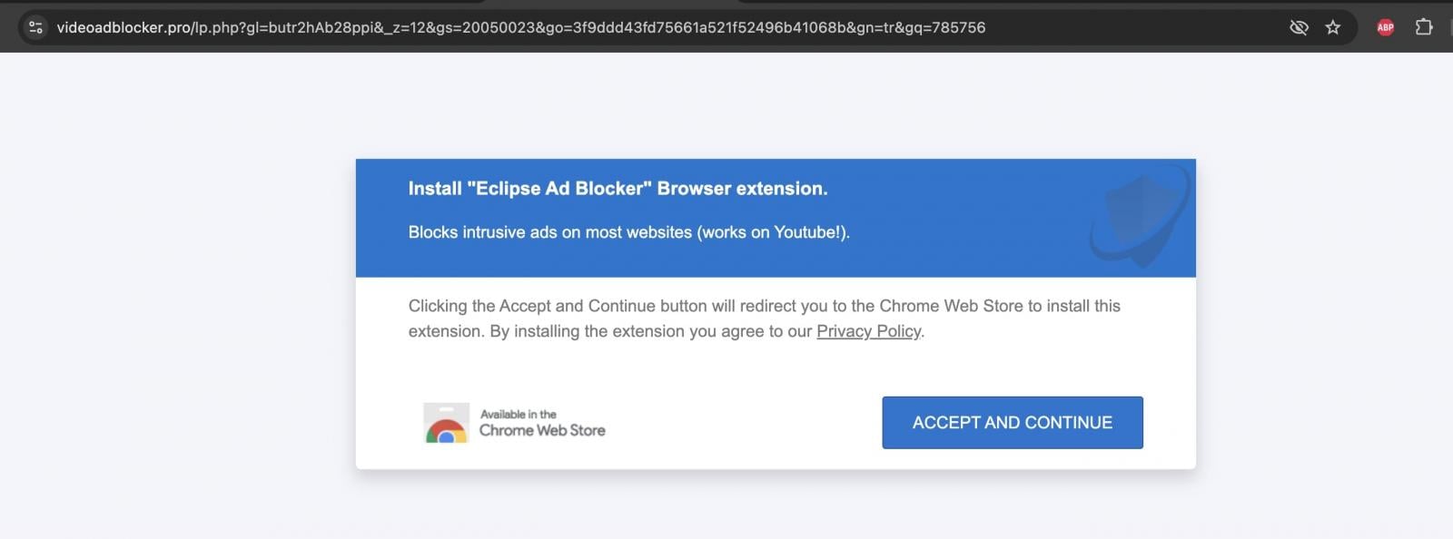 Domains pushing dubious Chrome extensions