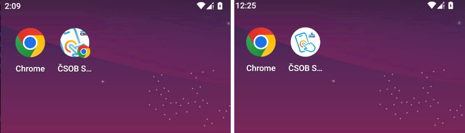 PWA (left) and legitimate app (right). WebAPKs are indistinguishable
