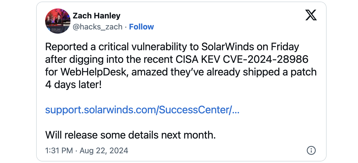 SolarWinds CVE-2024-28987