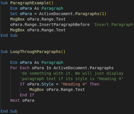 Non-malicious VBA subroutines