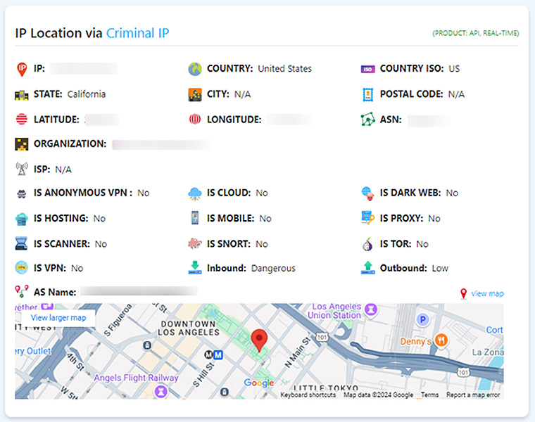 IP Location via Criminal IP