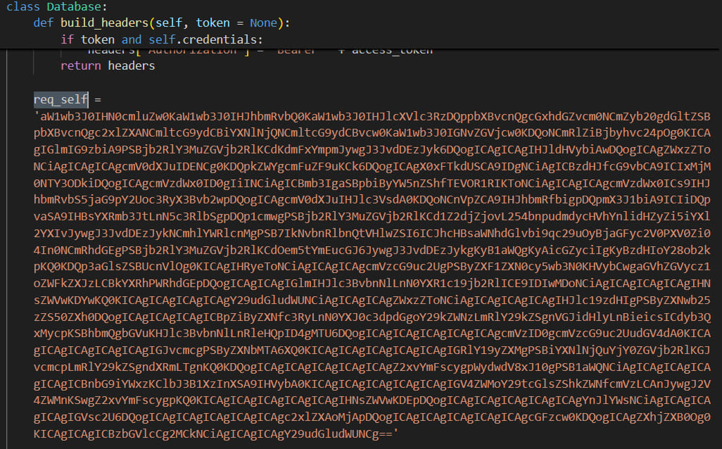 The base64 obfuscated string