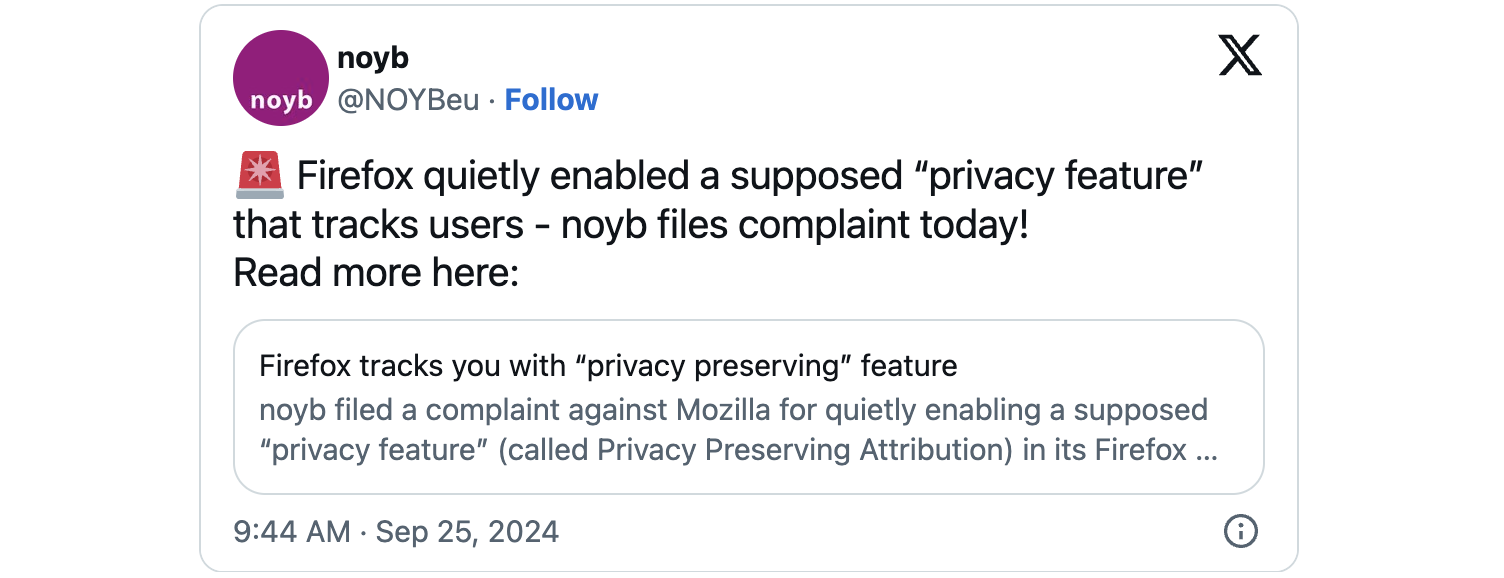 noyb Mozilla privacy complaint