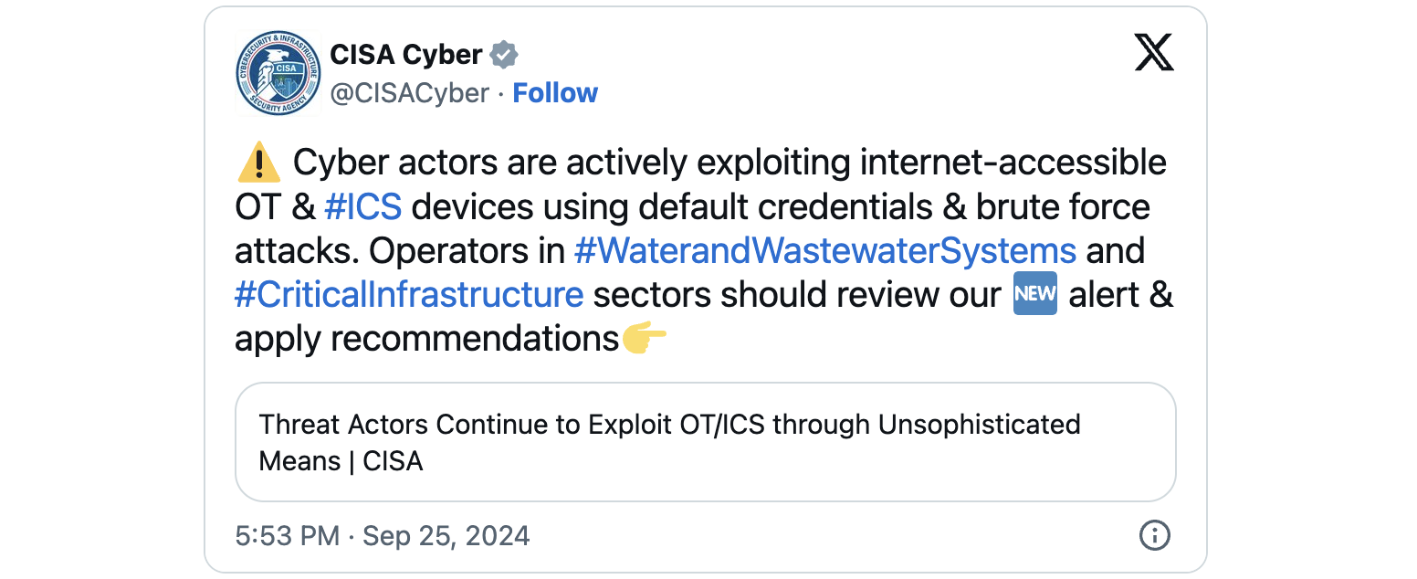 CISA OT/ICS attacks