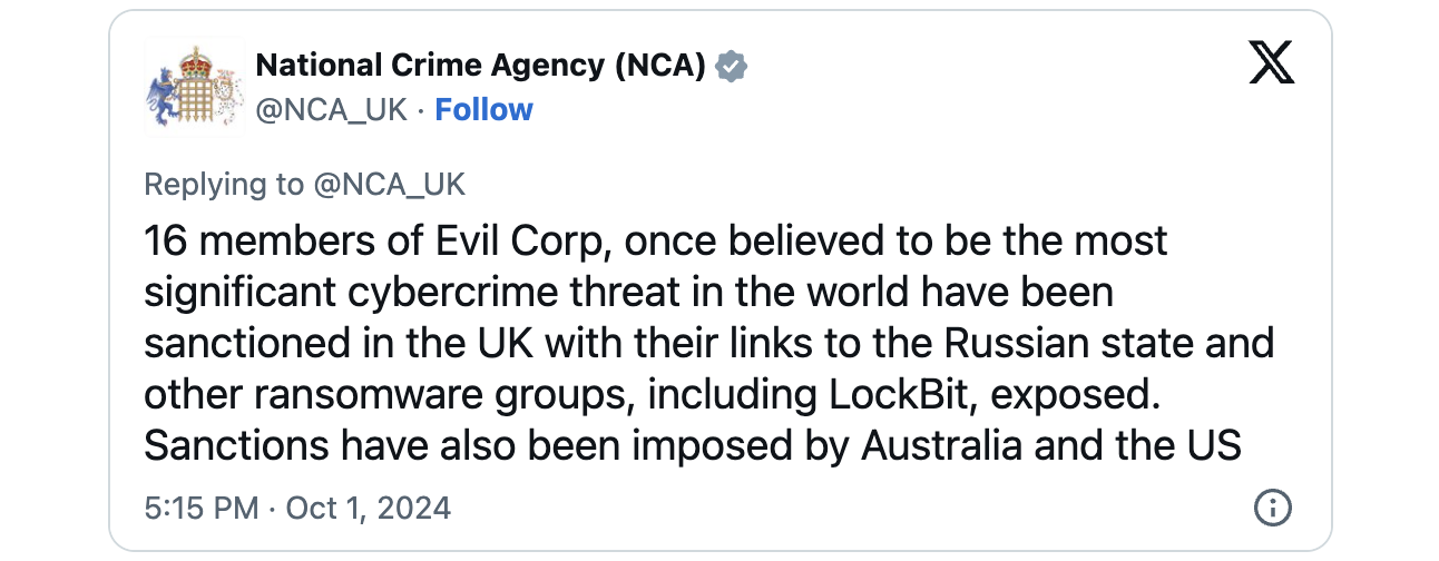 UK Evil Corp sanctions