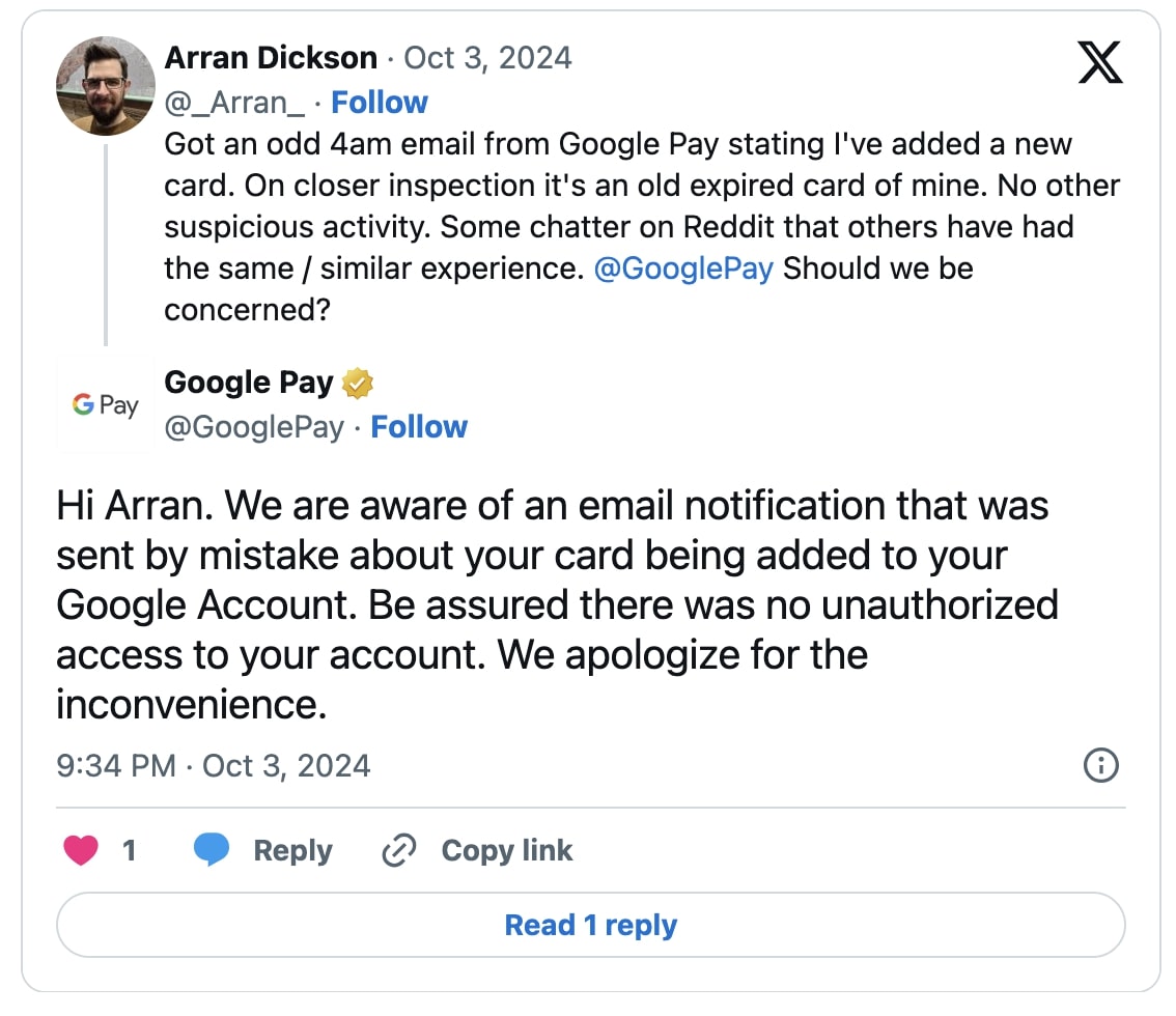 Google Pay users concerned after the email