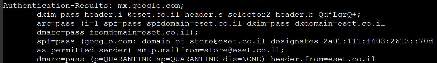 Phishing email passing authentication checks