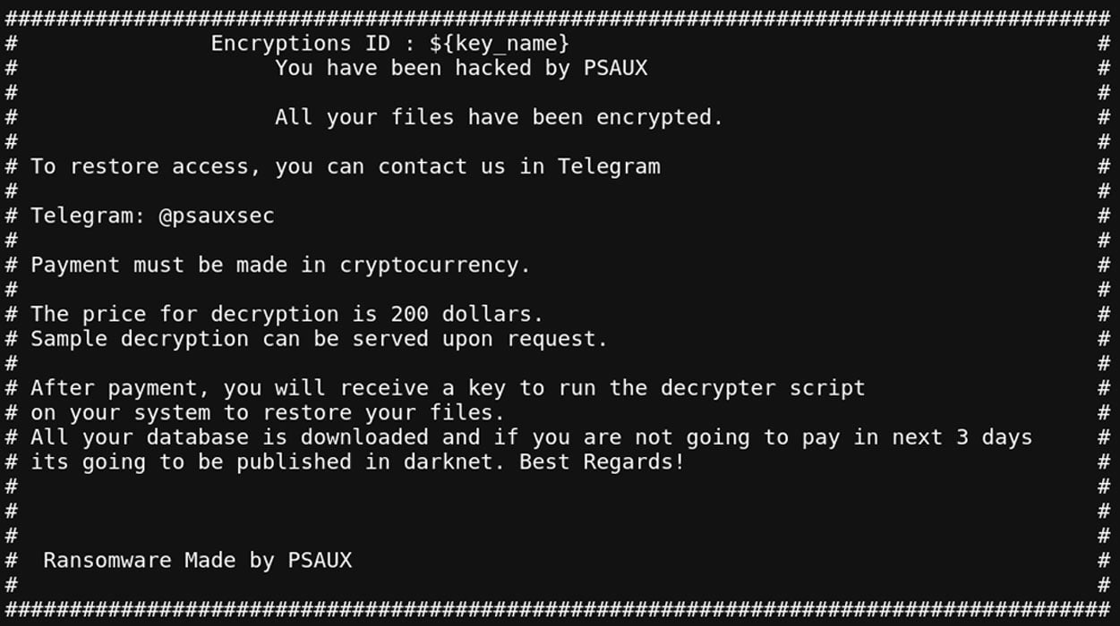 PSAUX ransom note
