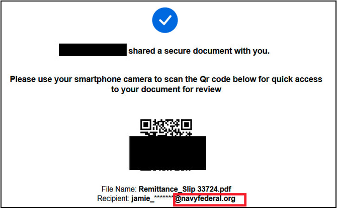 ONNX QR code phishing email sample