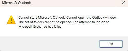 Microsoft Outlook launch error