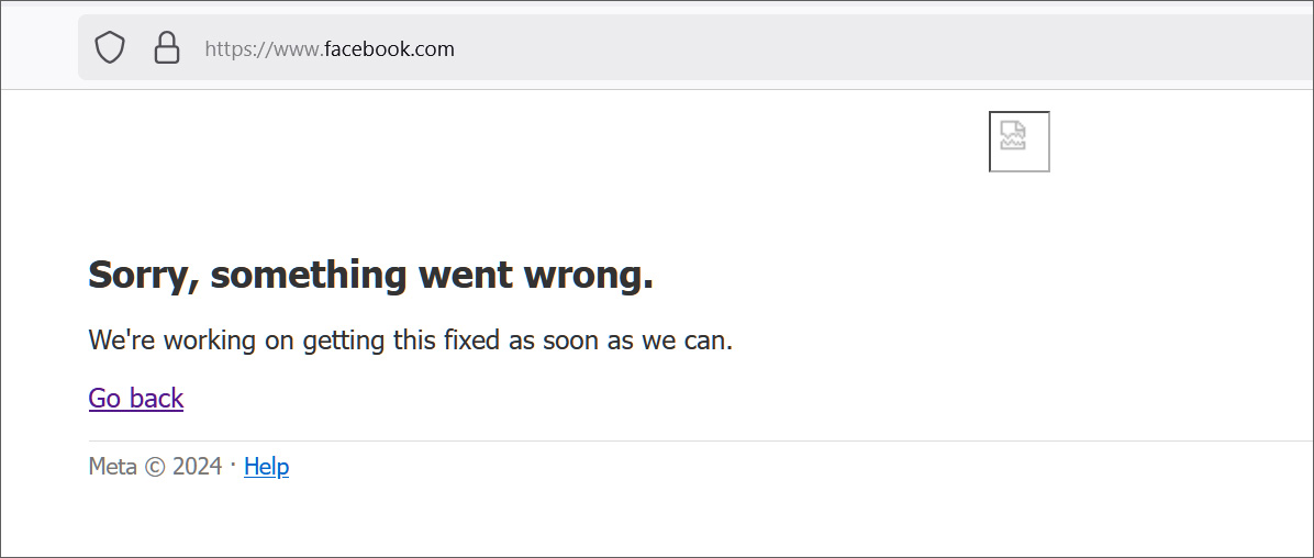 Facebook outage error