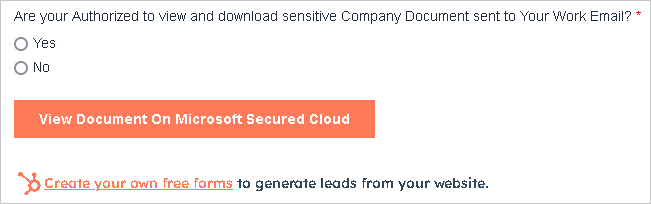 Deceptive HubSpot form