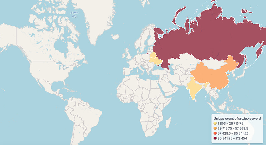 Location of devices communicating with the BadBox servers