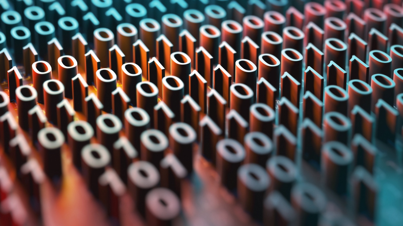 Binary code in blue and orange colors Binary code in blue and orange colors