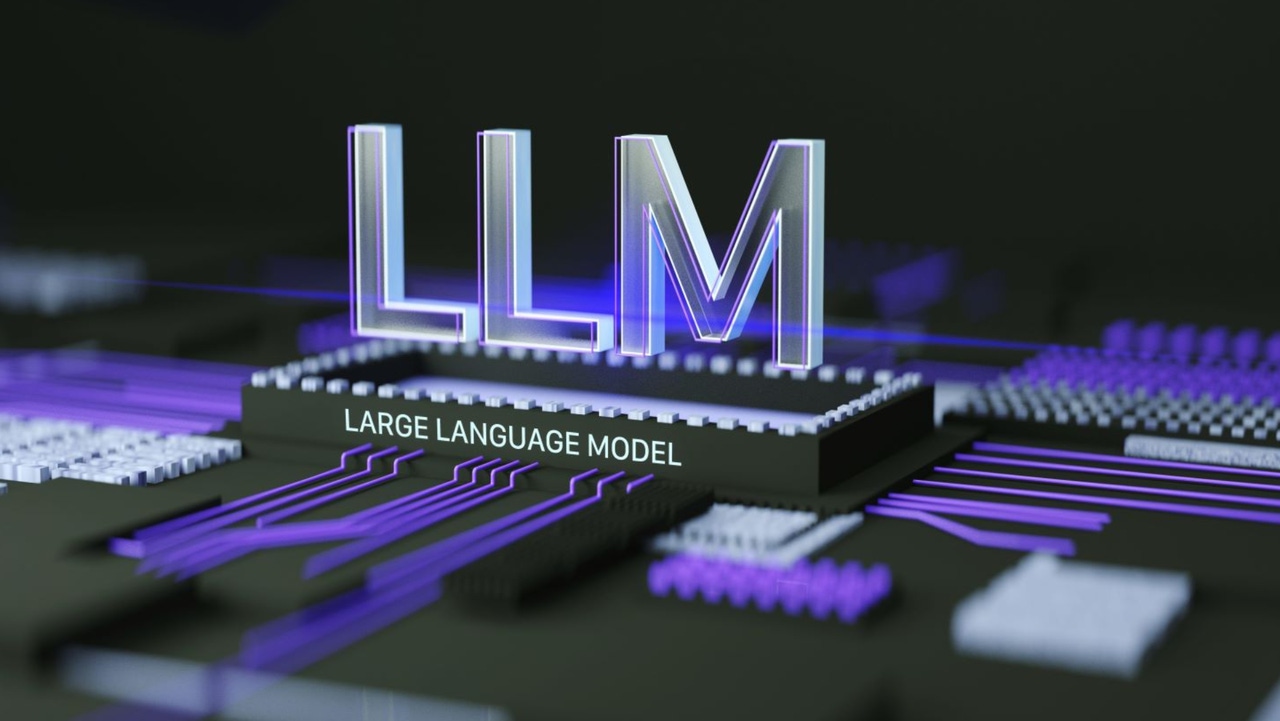The letters "LLM" in gray and purple 3D with the words "large language model" written underneath The letters "LLM" in gray and purple 3D with the words "large language model" written underneath