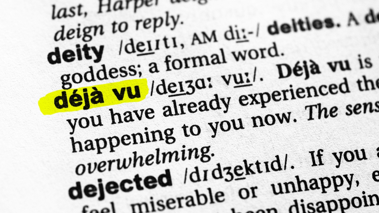 A dictionary listing for "deja vu"