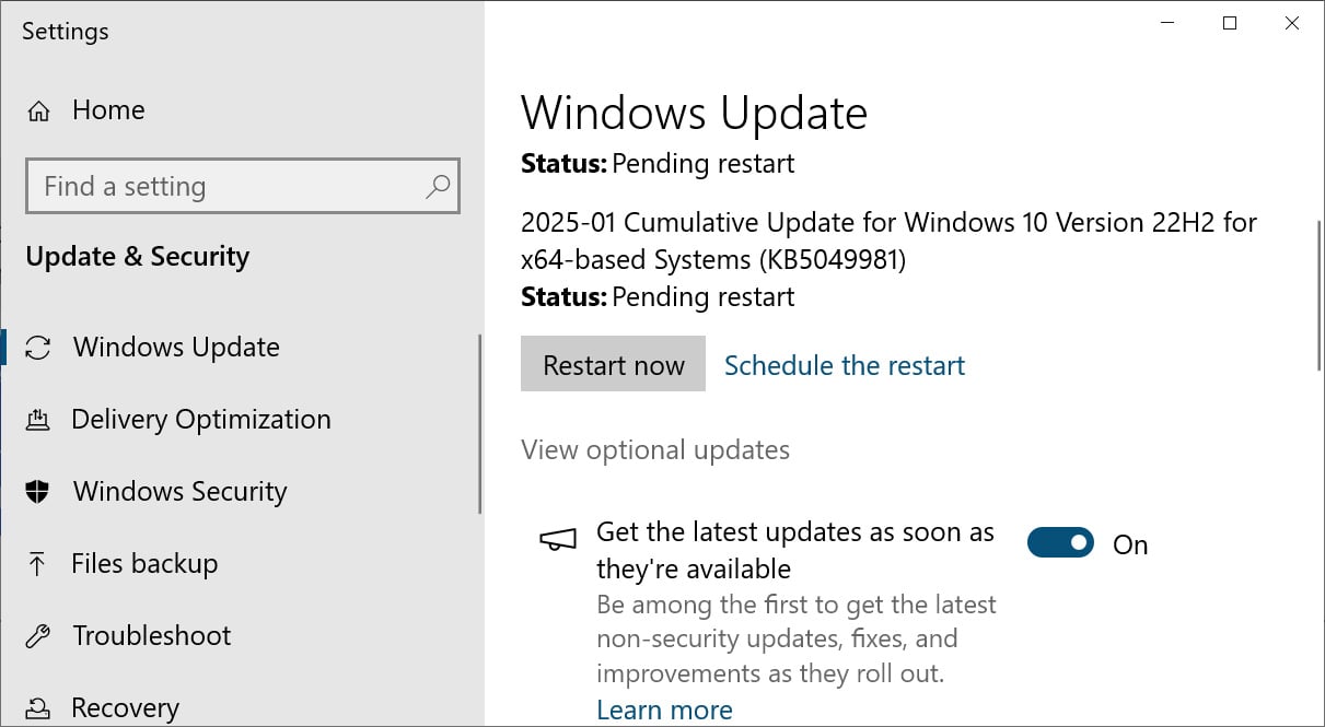 Windows 10 KB5049981 cumulative update preview