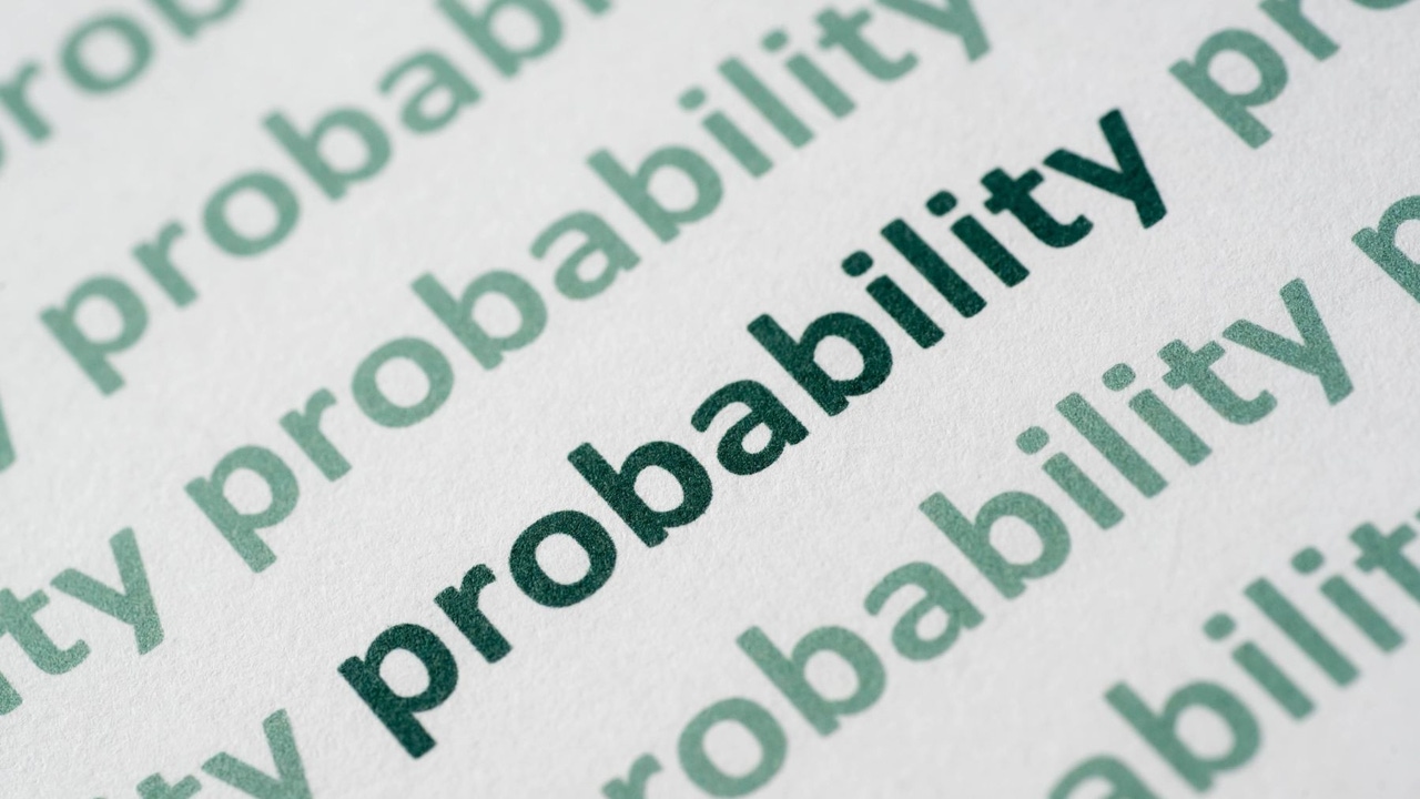 The word "probability" over and over again on a page; most are light green but one in center is dark green