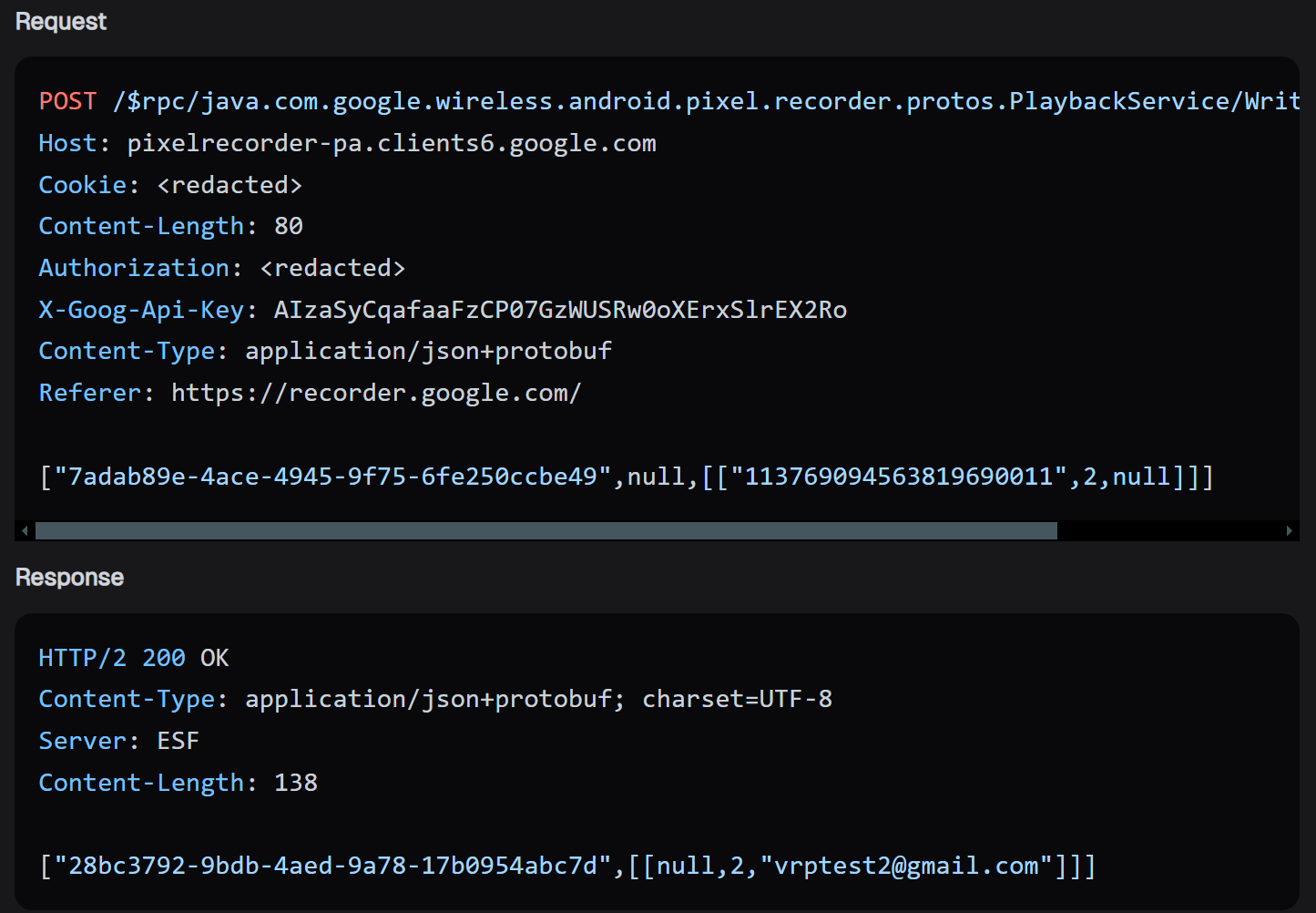 Using Pixel Recorder API to convert Gaia ID to an email address