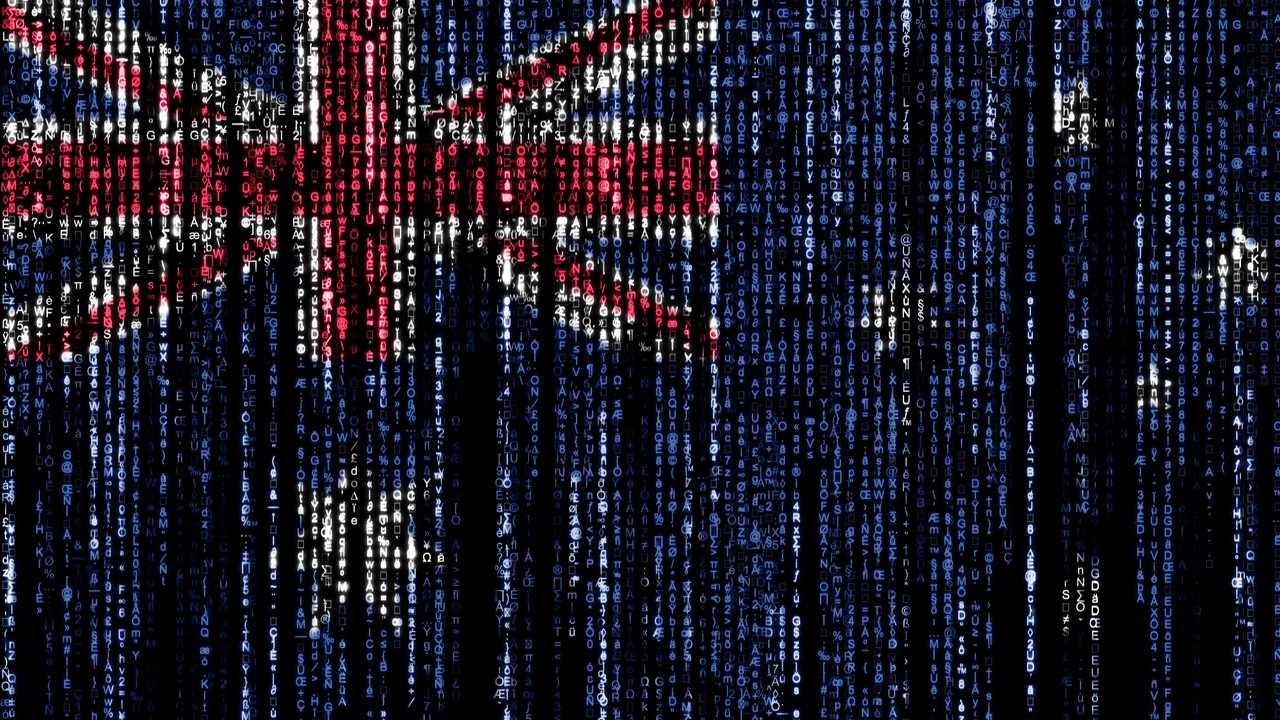 Australia's flag portrayed in binary code