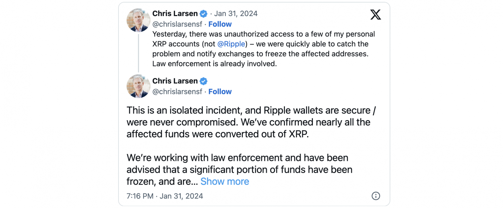 Larsen hack disclosure