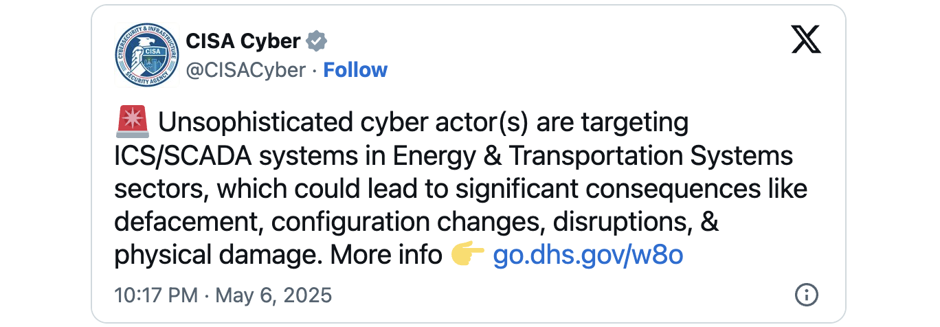 CISA oil attacks warning