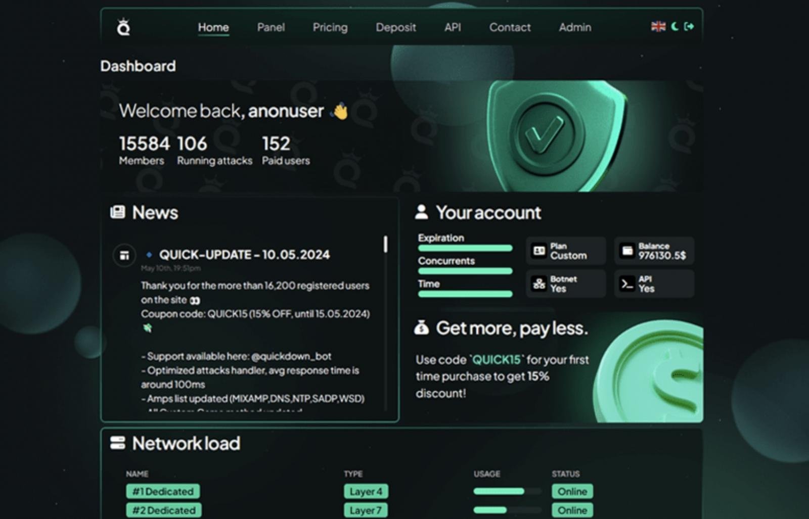 quickdown user interface