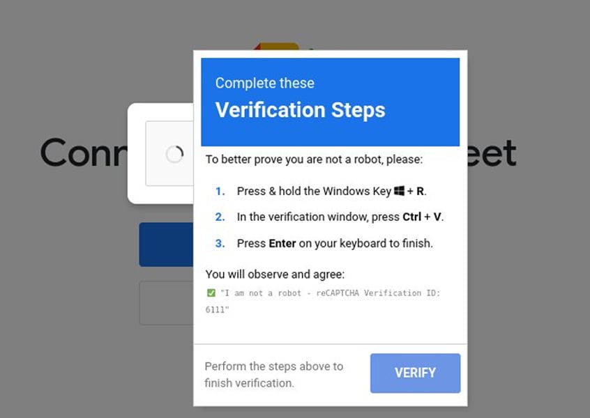 Example of a fake CAPTCHA in a ClickFix attack
