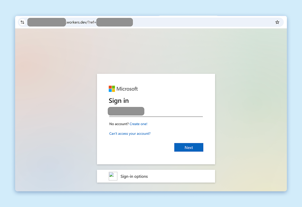 Phishing site that loads as a basic Microsoft login page when a non-personal email address has been provided.