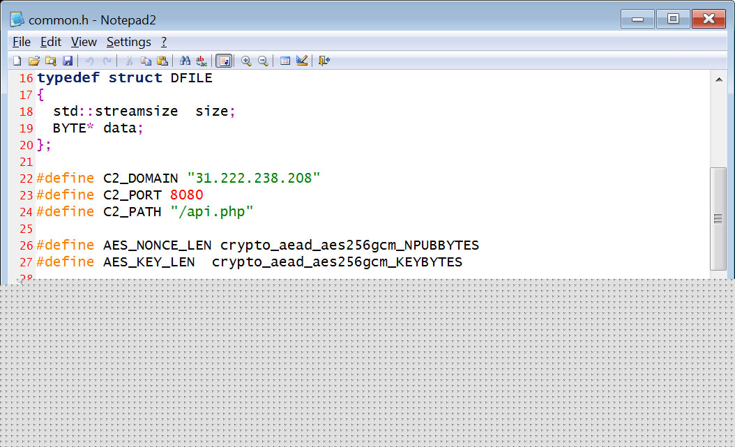 common.h header file used by the builder